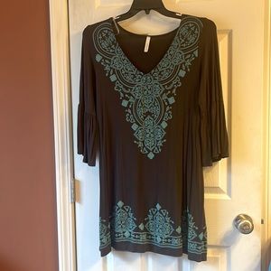 Brown & turquoise boutique dress XL